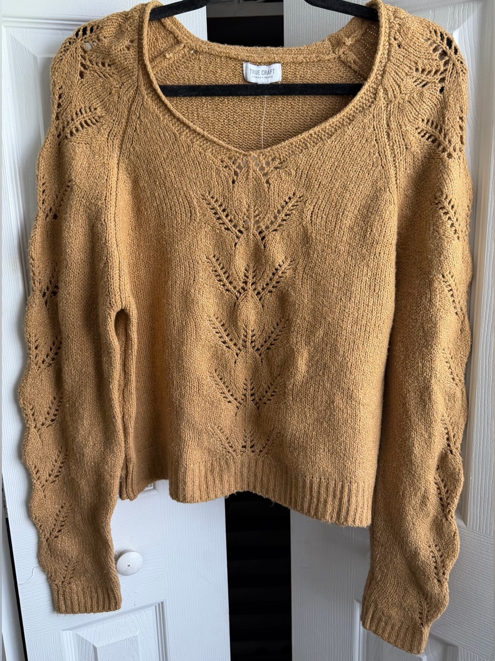 True Craft Tan Openwork Knit Sweater